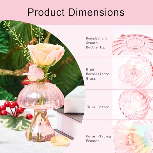 XXXFLOWER Glass Mushroom Vase Propagation Planter Window Plant - size: 4PCS Mushroom Vase