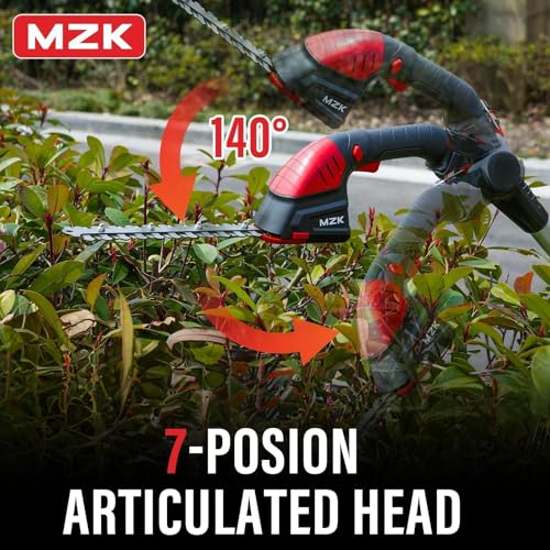 MZK 2-in-1 20V Pole Mini Hedge Trimmer & Grass Shear, 13ft Reach, Electric Hedge Trimmer with Extension Pole, Multi-Angle (1 Battery and Charger Included) (13FT)