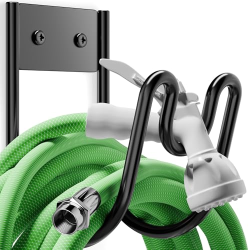 Black Metal Garden Hose Holder - Wall Mounted Water Hose Holder - Hose Hanger Heavy Duty for Water Hose Extension Cords Vacuum Hose (1 Pack) - size: 1 Pack