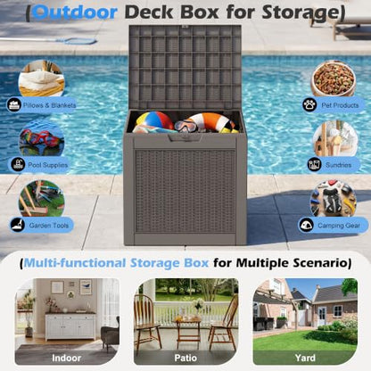 35 Gallon Outdoor Storage Box Waterproof Deck Box Patio Storage - color: Gray, style: 35Gallon-style1