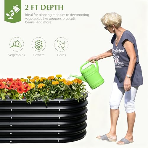 Besebay Galvanized Raised Garden Bed, Outdoor Planter Bed, - color: Black, size: 8x2x1.5ft