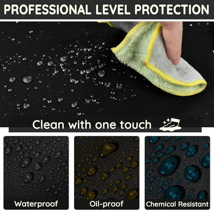 Heavy Duty Thicker Rubber Aprons Extra Long Oil & Chemical Resistant Unisex - color: Black
