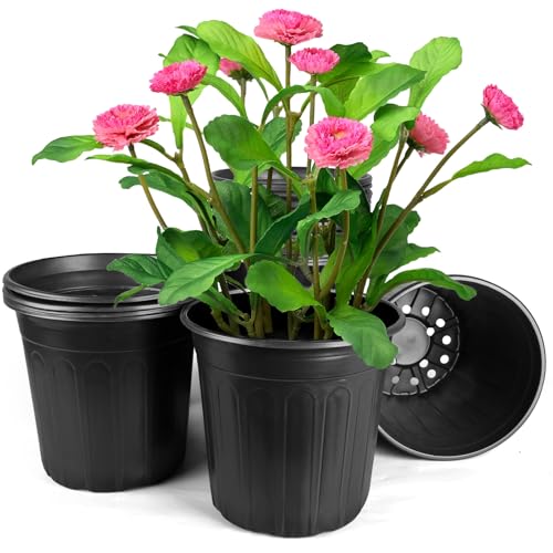 7 Gallon Pots for Plants, 12.8 Inch Nursery Pots with Drainage Holes, 7 Gallon Plastic Plant Pots for Cuttings, Seeding, Succulents, Transplanting - size: 7Gal-10pack