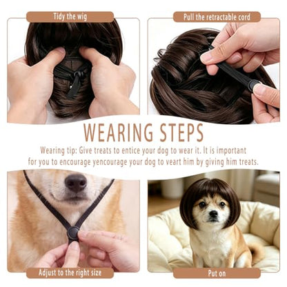 6 Pack Funny Cat and Dog Wig - color: Brown and Black