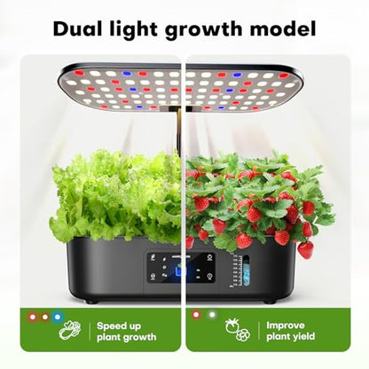 Ahopegarden Hydroponics Growing System Kit: 12 Pods with LCD Control Panel - color: Midnight Black