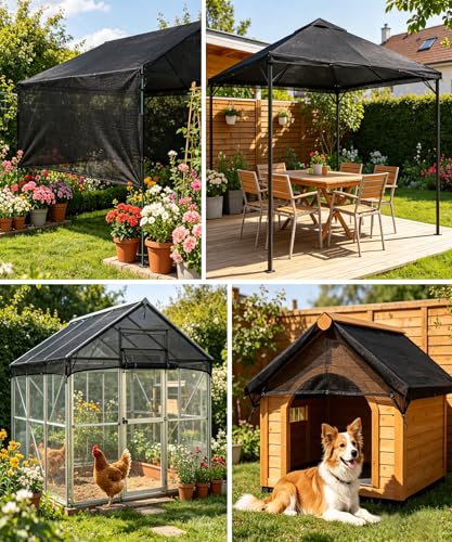 e.share 40%-50% Black Garden Shade Cloth,12X8FT Mesh Tarp with Grommets - size: 12 FT X 8 FT, style: 40%