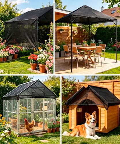 e.share 40%-50% Black Garden Shade Cloth,12X8FT Mesh Tarp with Grommets - size: 12 FT X 8 FT, style: 40%