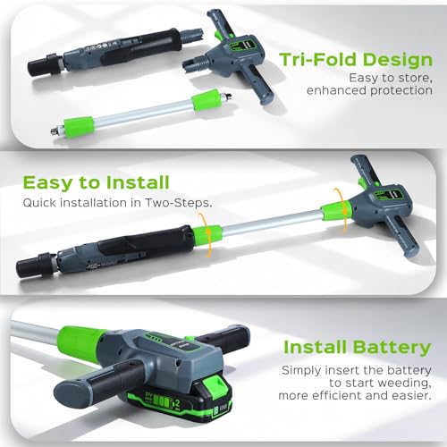 Weed Puller Tool, 21V Powerful Garden Tools Electric Weeding Tool - color: Green