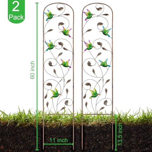 2 Pack Metal Garden Trellis for Climbing Plants - color: Hummingbird
