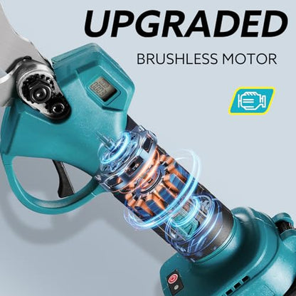 Electric Pruning Shears Cordless for Gardening - 1.2" Cutting Diameter Battery Powered Pruner with LCD Display & 2 Rechargeable Batteries, Brushless Power Pruner Heavy Duty for Tree Branch - style: Blue-30mm