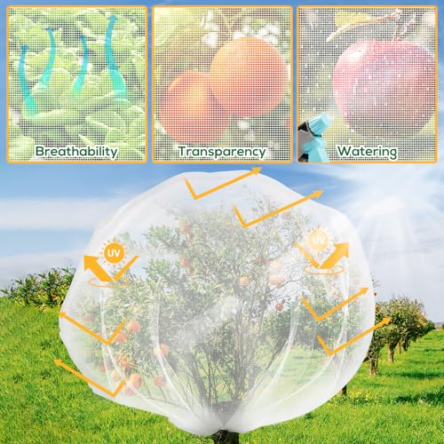 1 Pack 6.9 x 8.5 ft Fruit Tree Netting Covers with Drawstring - size: 6.9 x 8.5FT/1Pack