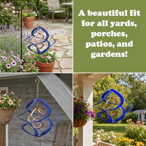 Red Carpet Studios The Original Cosmix Deluxe Helix Wind Spinner, Medium 14-Inch, Double Blue & Copper - color: Double Blue & Copper, size: Medium 14-Inch