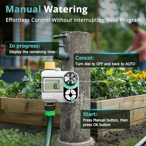 QUOBAS Brass Sprinkler Timer, Programmable Water Hose Timer for Garden Hose - size: Interval Program 1 Zone