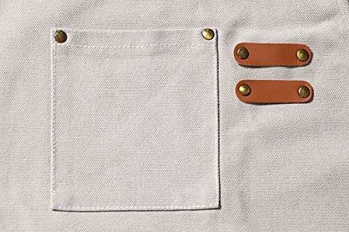 Kitchen Chef Aprons for Women and Men with 3 Pockets for Cooking BBQ Bib Work - color: Cream