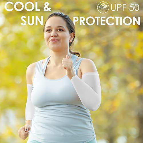 Chuarry 4 Pairs Plus Size Cooling Arm Sleeves for Women Men UV Sun Protection Oversized Flabby Arm Wraps - color: Black, White