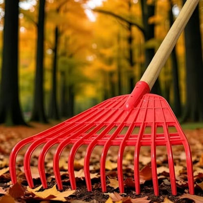 Markeny 2Pack Garden Leaf Rake Garden Rake Replacement,12 Plastic Tines Quick Clean Up of Lawn and Yard, Red