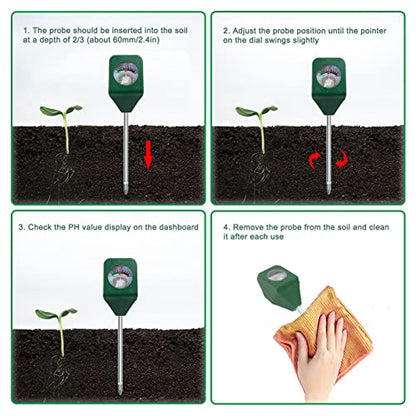 Zerodis Soil PH Meter, Battery-Free Plug and Play Soil PH Sensor with Highly Sensitive Probe for Garden Lawn Farm Plants Care