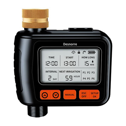 Sprinkler Timer, Programmable Hose Timers for Watering with Brass Swivel, Digital Irrigation Controller System with Rain Delay/Manual Mode/Automatic Watering for Gardens, Lawns, and Hose Systems