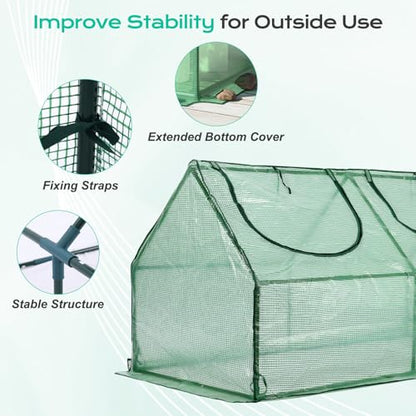 BPS 6x3x3 FT Mini Greenhouse with Roll-Up Zipper Windows, Green PE - color: Green, size: 6x3x3 FT