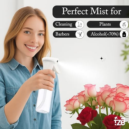 1 Pc Continuous Spray Bottle For Hair (10 Oz/300ml) | Ultra Fine Consistent Mist | Leak Resistant | Easy Press Design | No Clogging | Durable Spray Bottles For Hairstyling, Barber, Plants & Cleaning.
