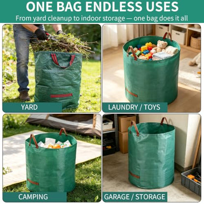 3Pack 72Gal Tear-Resistant Reusable Yard Waste Bags with Gloves
