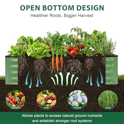 2 Pack 4x2x1 Ft Galvanized Raised Garden Bed, Green - size: 4x2x1 (Pack of 2)