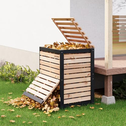 130 Gallon Canada Cedar Wood Compost Bin, Outdoor Composter, Natural - size: 31.5" L×27.5" W