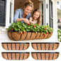 LaLaGreen Flower Wall Planter (24 in, 4 Pack) Black Coco Liner Window Box - size: 24" x 4