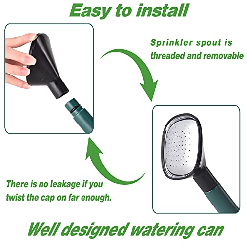Watering Can 1 Gallon for Indoor Plants, Garden Watering Cans Outdoor Plant House Flower, Gallon Watering Can Large Long Spout with Sprinkler Head (Green) - color: Green