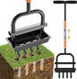 JouZYA Lawn Aerator Tool with Soil Core Collection Tray, 4 Tines