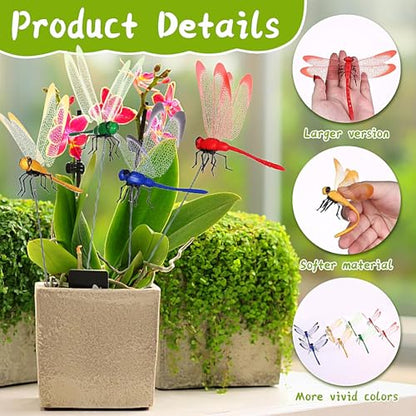 24 Pieces Dragonfly Garden Stakes 3D Dragonfly Garden Decor