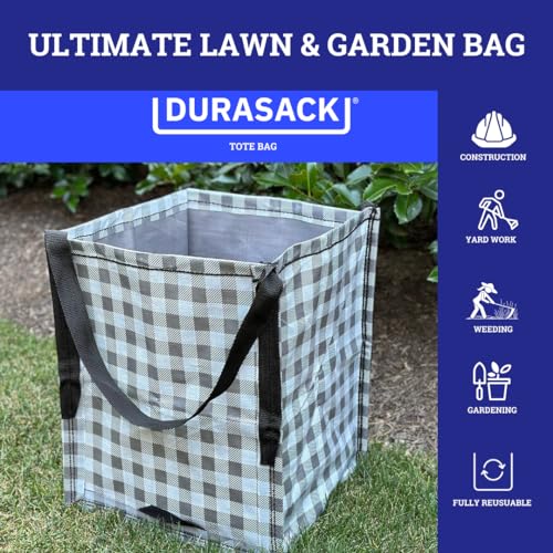 DURASACK Heavy Duty Storage Tote Bag 22-Gallon, Gingham Gray, Pack of 4 - color: Gingham Gray, size: Pack of 4