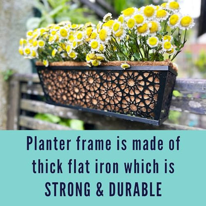 LaLaGreen Garden Wall Planter (16 in, 4 Pack) Black Window Box with Liner - size: 16" (41cm) x 4 pack