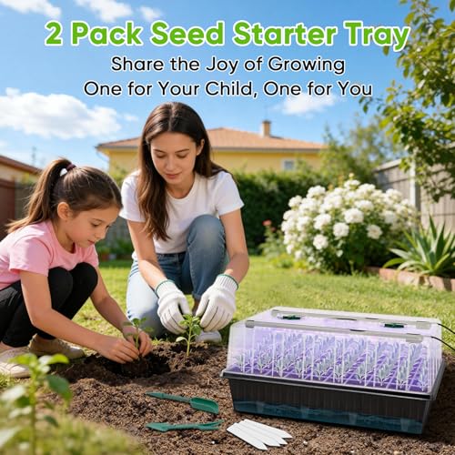 BlumWay 120-Cell Self-Watering Seed Starter Tray with Grow Light, Black - color: Black