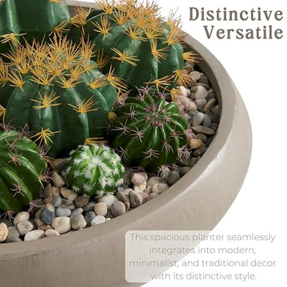 23.3" Dia x 7.9" H Extra Large Bowl Planter, Weathered Concrete Flowerpot - color: Natural, size: Large
