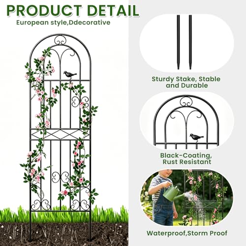 2 Pack 70.8"x19.7" Metal Gardon Trellis for Climbing Plants Outdoor, - size: 2P: 70.8" H x 19.7" W