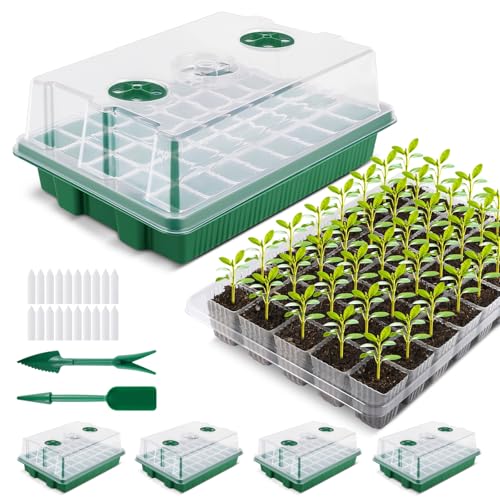 YAUNGEL XL Seed Starter Tray, 160 Cells, 4-Pack with Humidity Domes, Green - color: Green