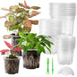 36 Pack 6/8/10 Inch Clear Nursery Pots with Drainage Holes - size: 6/8/10in(36pack,clear)