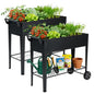 2-Pack 32" Tall Elevated Raised Garden Bed with Wheels and Shelf - size: 14.6"W ( 2PCS )