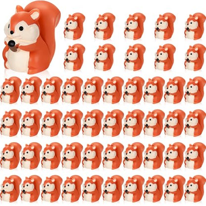 Threehoney 50 Pcs Mini Resin Animal, Miniature Figurines Bulk, Squirrel - style: Squirrel Style
