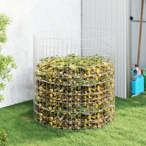 Galvanized Steel Garden Composter 39.4x39.4 Inches, Rustproof Mesh Compost Bin for Leaves and Grass Clippings, Outdoor Composter with Open Grid Design for Air Circulation - size: 39.4" x 39.4"