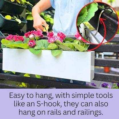LaLaGreen Wall Planter (30in, 4 Pack) White Carbon Steel Hanging Flower Pot - size: 30" x 4 Pack