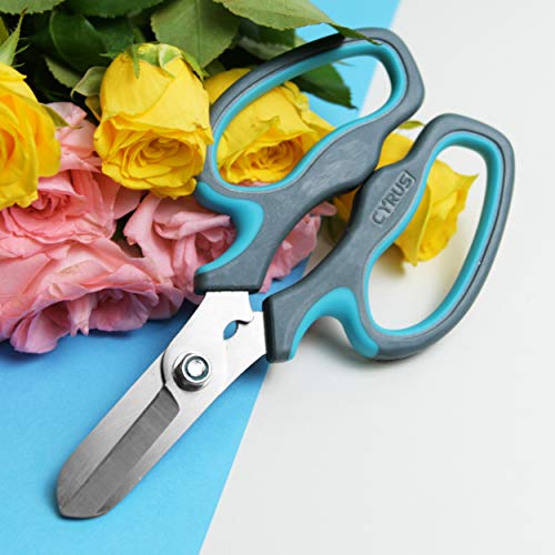 Blue Stainless Steel Floral Shears with Integrated Stab Remover - style: Blue