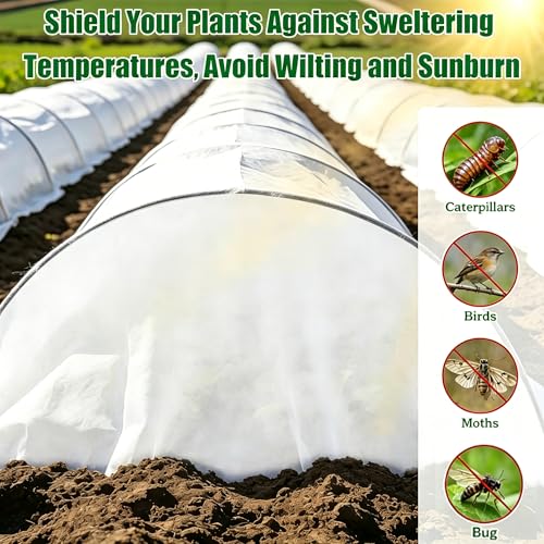 10x16.4 Ft Plant Sun Protection Cloth, Garden Non-Woven Plant Shade Cloth - size: 10 x 16.4Ft