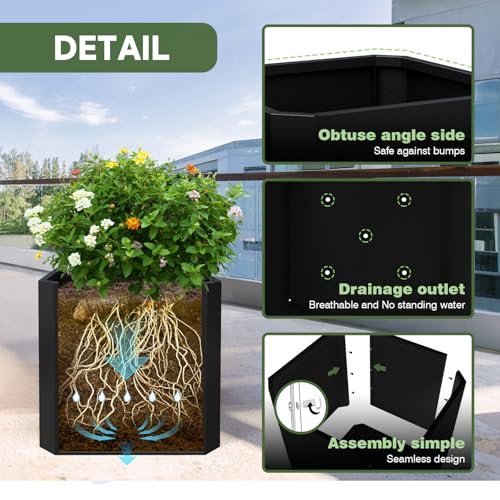 Metal Planter Box 24”L x 24"W x 24"H Large Square Steel Planter Box - color: Black, size: 24"Lx24"Wx24"H