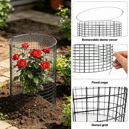 45 Pcs 24” x 12” Large Wire Plant Protector from Animals with Metal Cover, 15 Pack Metal Plant Cage Chicken Wire Cloche with 15Pcs Metal Covers to Keep Animals Out, Garden Protection Bunny Barricade - size: 15 Pack 24'' x 12'' with 15 Pcs 12'' Cover