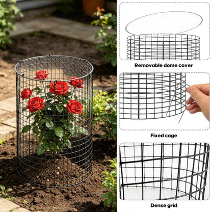 45 Pcs 24” x 12” Large Wire Plant Protector from Animals with Metal Cover, 15 Pack Metal Plant Cage Chicken Wire Cloche with 15Pcs Metal Covers to Keep Animals Out, Garden Protection Bunny Barricade - size: 15 Pack 24'' x 12'' with 15 Pcs 12'' Cover
