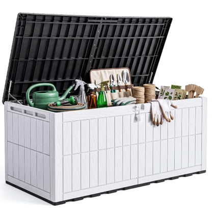 YITAHOME XXL 240 Gallon Extra Large Deck Box - color: Grayish-White & Black, size: 240 Gallon