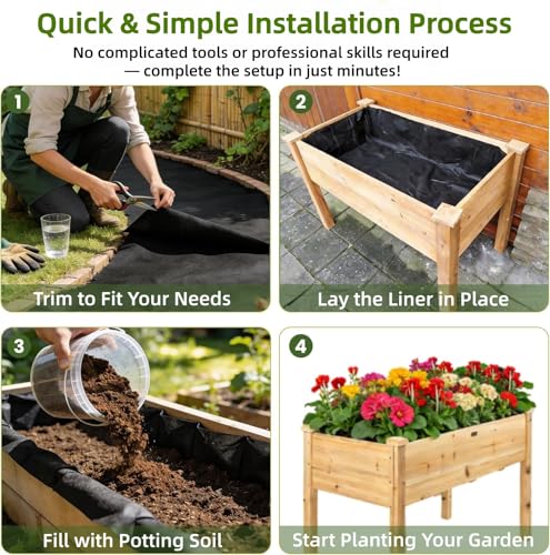2 Pack Planter Liner, Raised Garden Bed & Planter Box Liner for Outdoor Use - size: 2 Pack 63"x114"