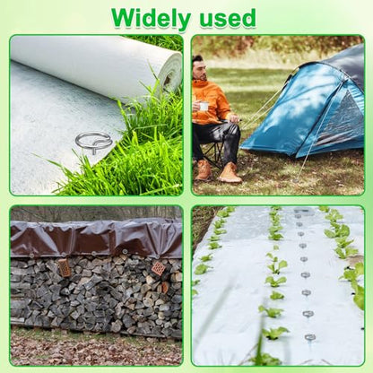60 Pcs 6-Inch Heavy-Duty Galvanized Landscape Staples – Thickened 8 Gauge Circle Top Pins, Rust-Resistant for Weed Barrier, Landscape Fabric, and Garden Projects - size: 6 in 60 PCS